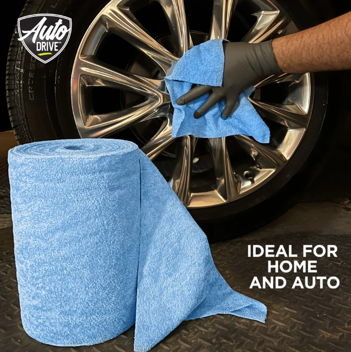 Auto Drive Tear Away Car Wash Multi-Purpose Microfiber Towel Roll, 75 Pack