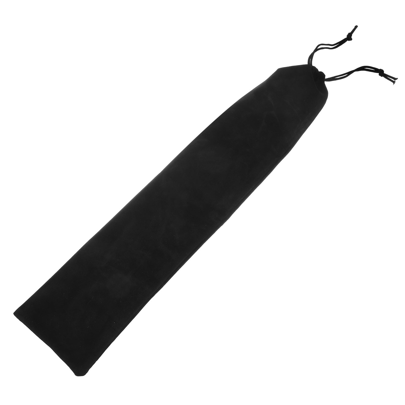 Black Long Flannel Fabric Drawstring Pouch for Recorder Drum Sticks, 10 x 45cm