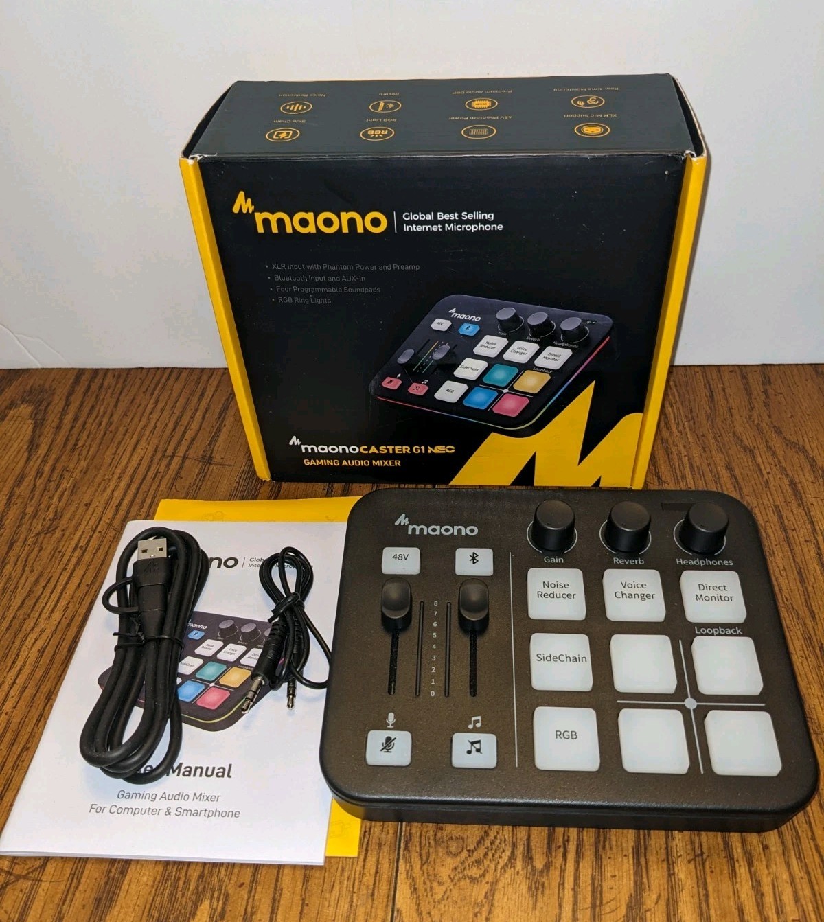 MAONO MaonoCaster G1 NEO Gaming Audio Mixer Interface RGB Bluetooth 48V Phantom