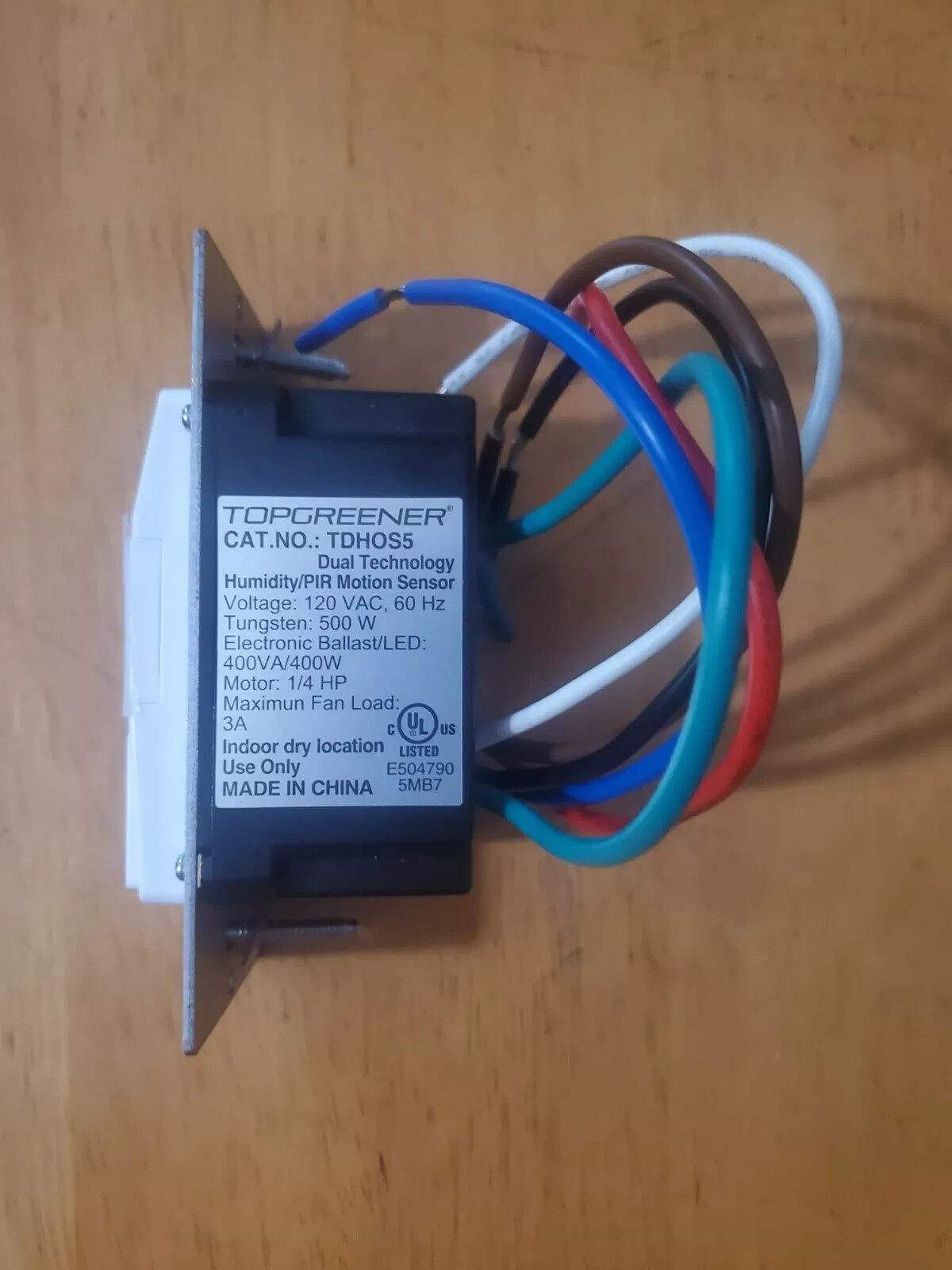 TOPGREENER DualTech Humidity Sensor Switch PIR Infrared Motion Air Moisture Only