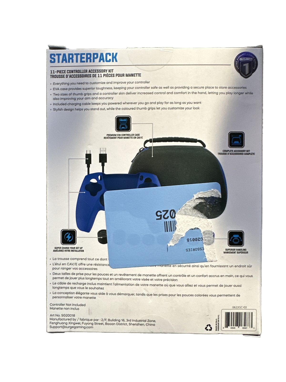 SURGE GAMING Starter Pack 11-Piece Controller Accessory Kit (PS5) New