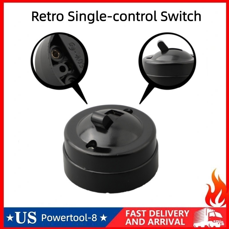 Round Single Control Retro Light Switch Old Fashioned Wall Mount Home Decor