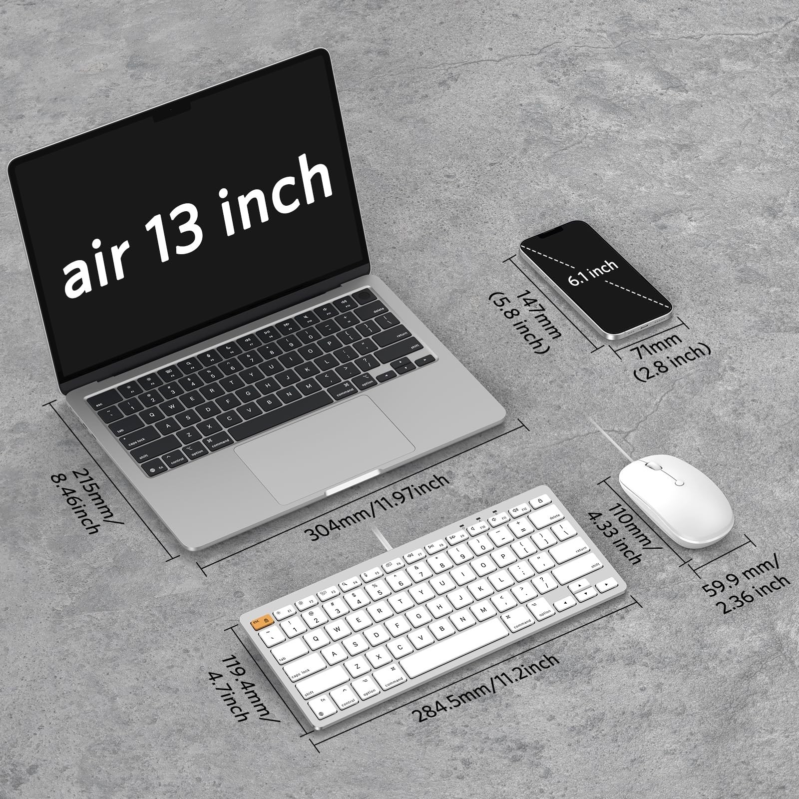 OMOTON Wired Keyboard and Mouse Compatible with Mac, Keyboard with Dual Inter...