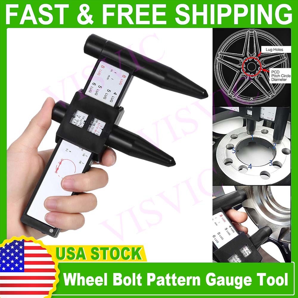 Precise Tire Bolts Wheel Rims Ruler Pattern Gauge PCD Measuring Tool 4,5,6,8 Lug