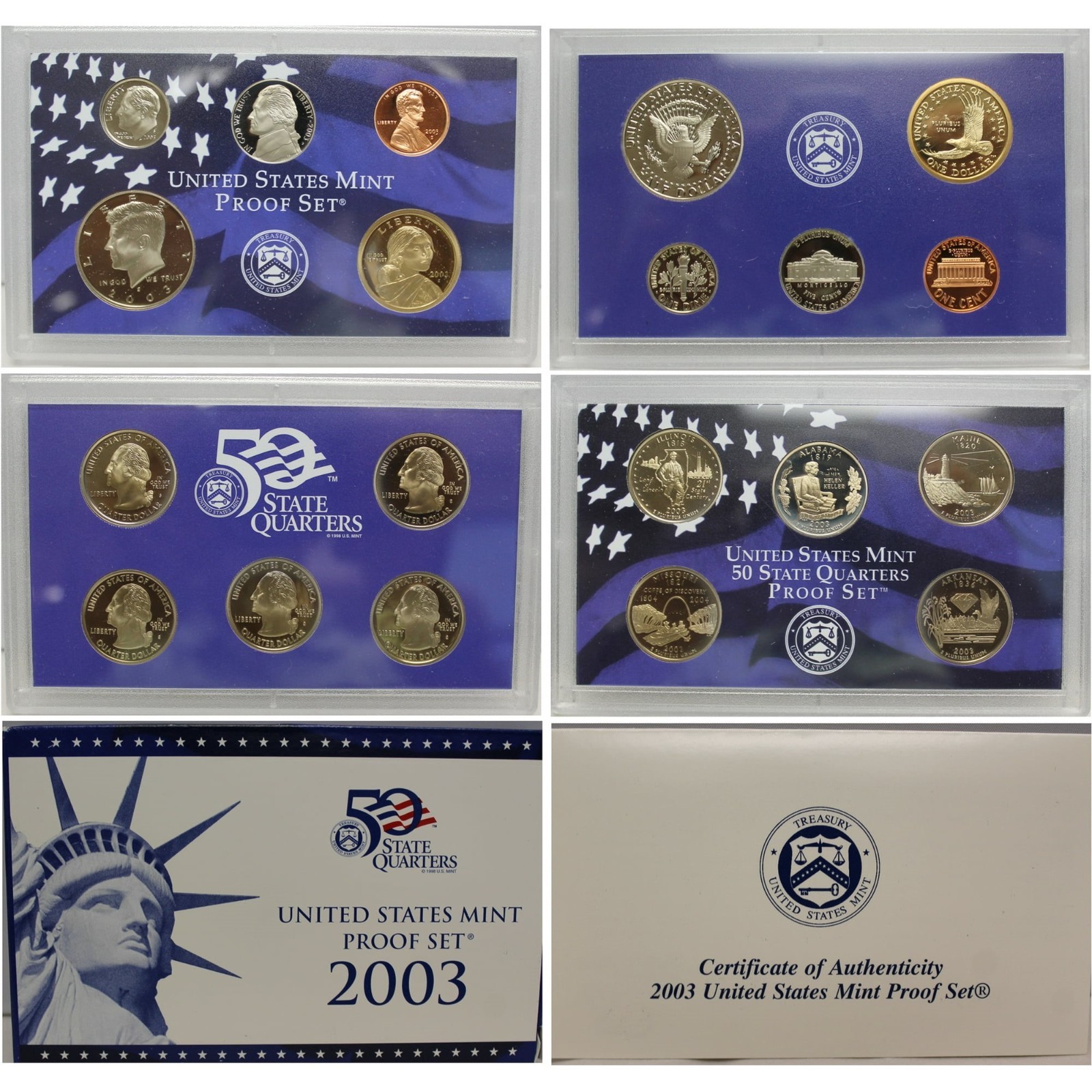 2003 Clad Proof Set W/State Qts U.S. Mint Original Government Packaging OGP COA