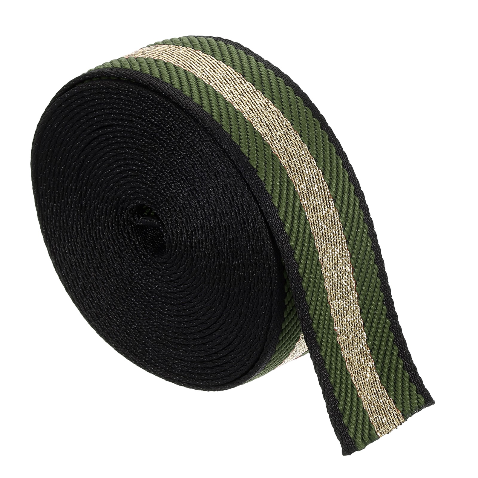 5Yards Nylon Webbing Strap, 38mm Striped Webbing Bag Strap, Dark Green