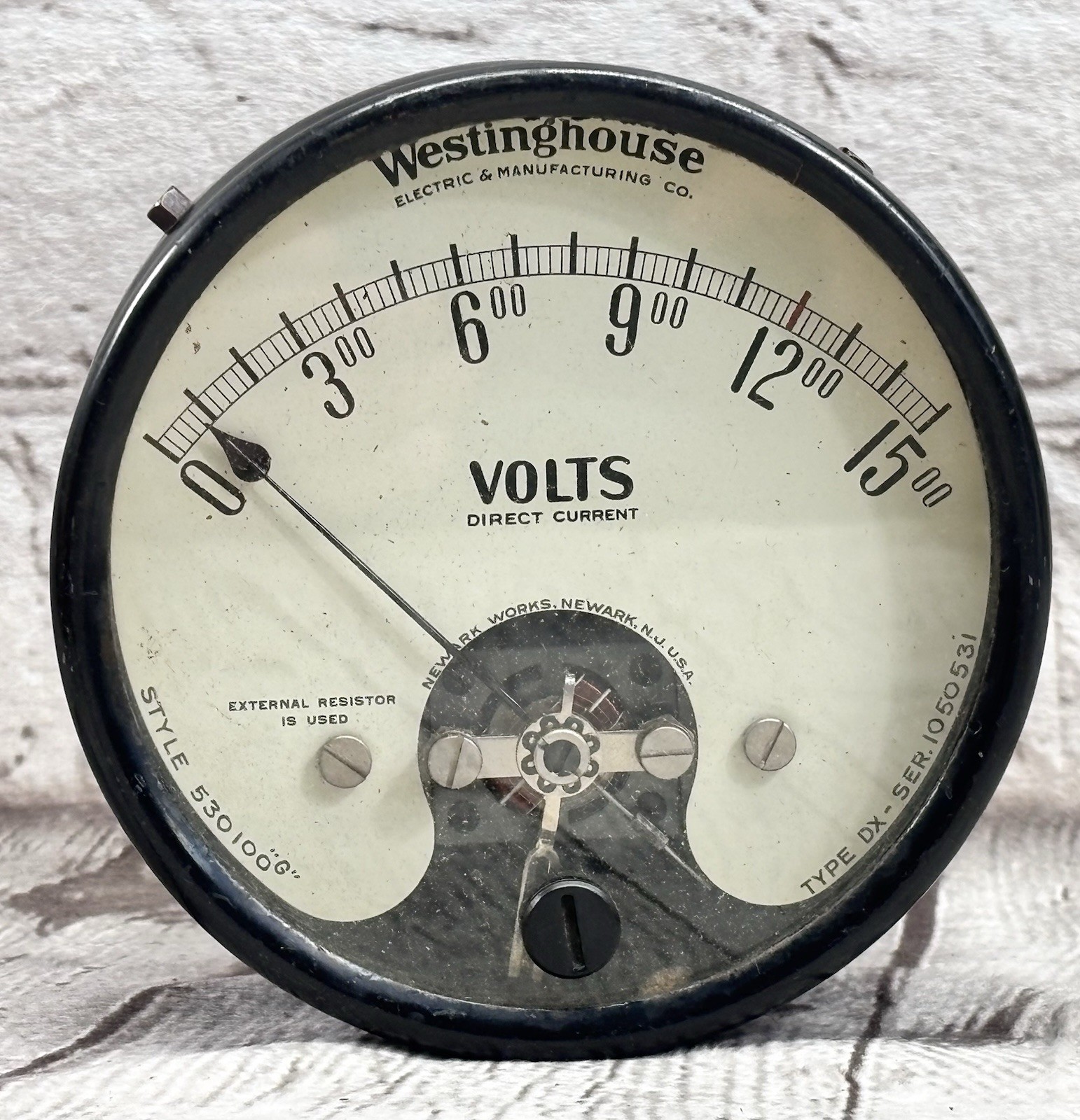 Westinghouse DC Voltmeter Gauge 0-15V Type DX Industrial Panel Meter USA