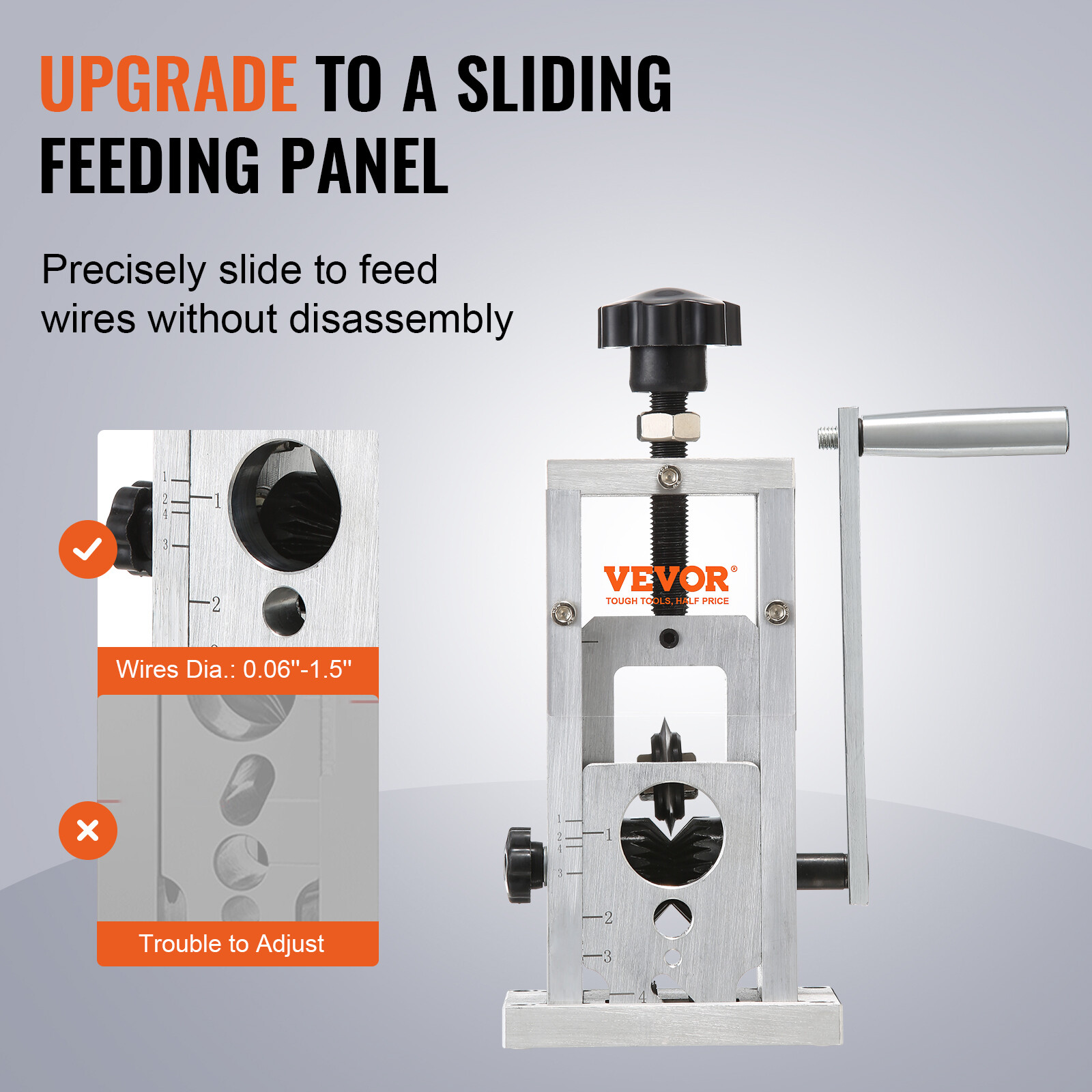 VEVOR Manual Wire Stripping Machine Portable Cable Stripper 0.06-1.57 in Visual