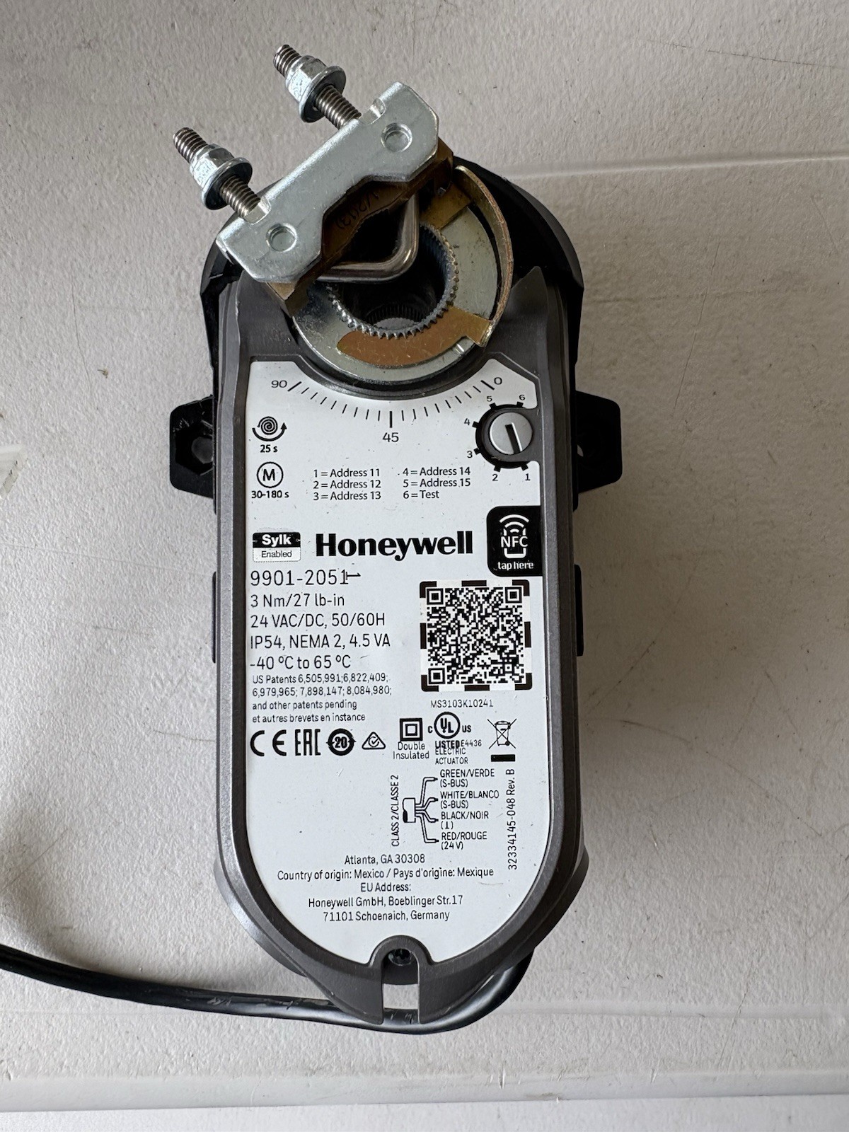 Honeywell MS3103K10241 Actuator 9901-2051 Sylc Enabled NFC 3 Nm 24 VAC 50/60