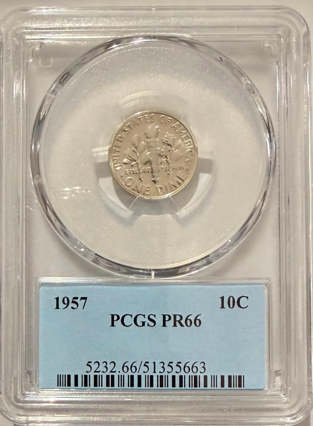 1957 Roosevelt Dime 10C PCGS PR66