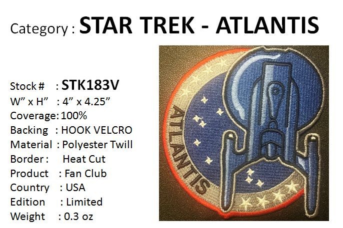 STAR TREK ATLANTIS PATCH - HOOK VEL KRO - STK183