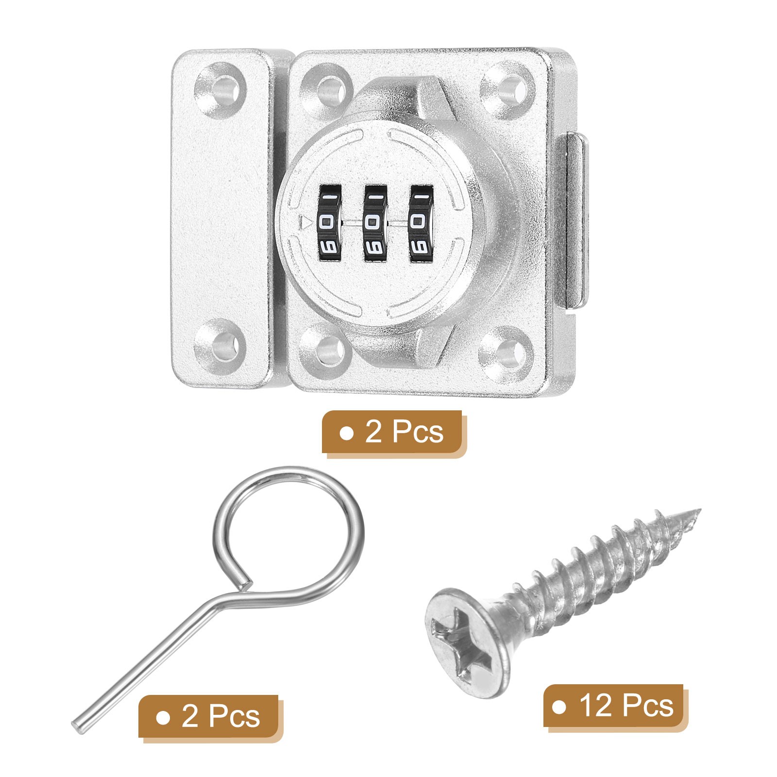2 Pcs Combination Cabinet Latch Keyless Password Lock Silver