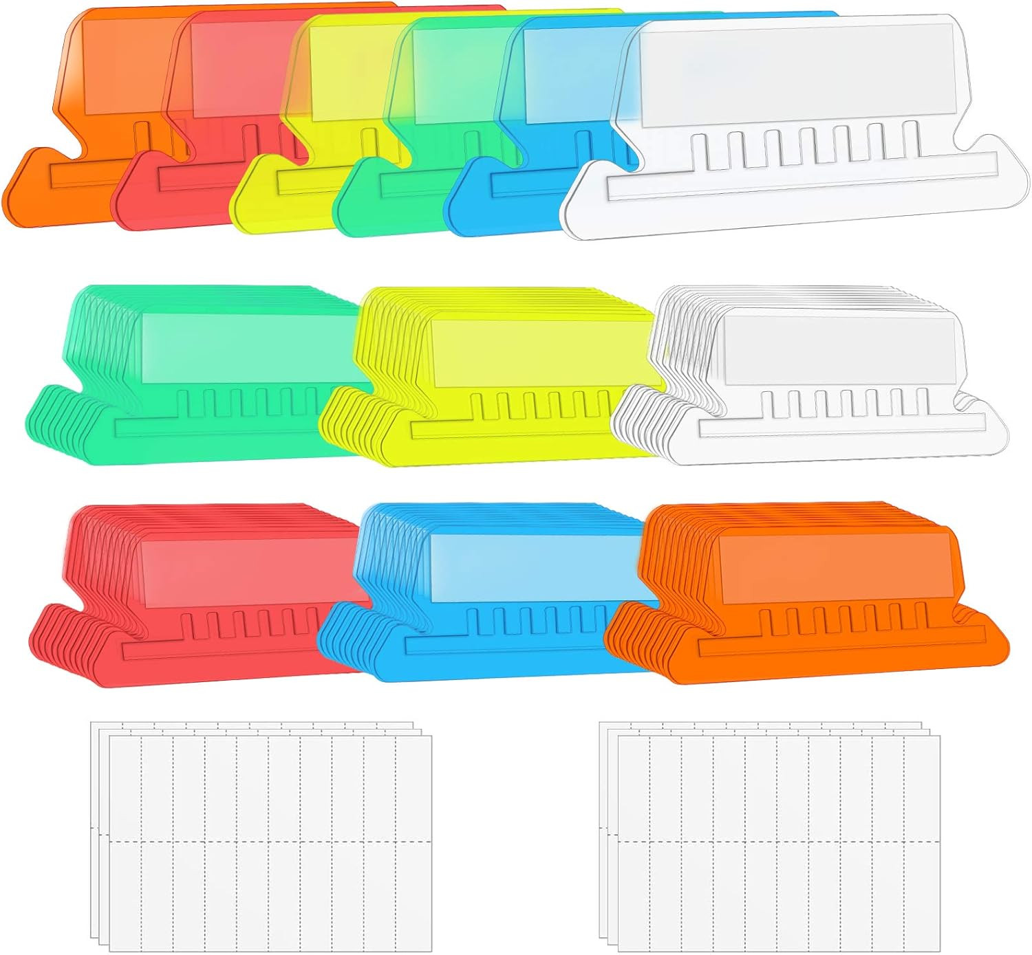 File Folder Tabs, 60+120 Sets Multicolor Hanging Folder Tabs With Inserts, 2 Inc