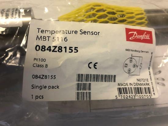 DANFOSS 084Z8155 TEMPERATURE SENSOR MBT 5116 PT100 CLASS B SINGLE PACK