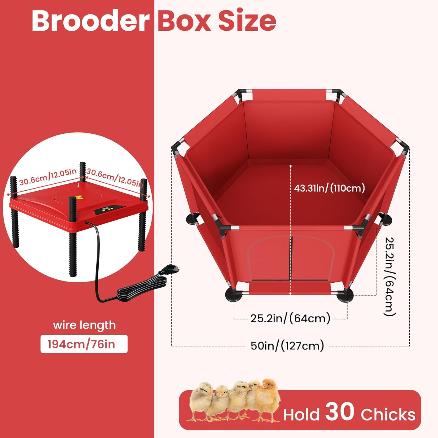 Brooder Box for Chicks, All-In-One Chick Starter Kit, Stainless Steel Frame Baby