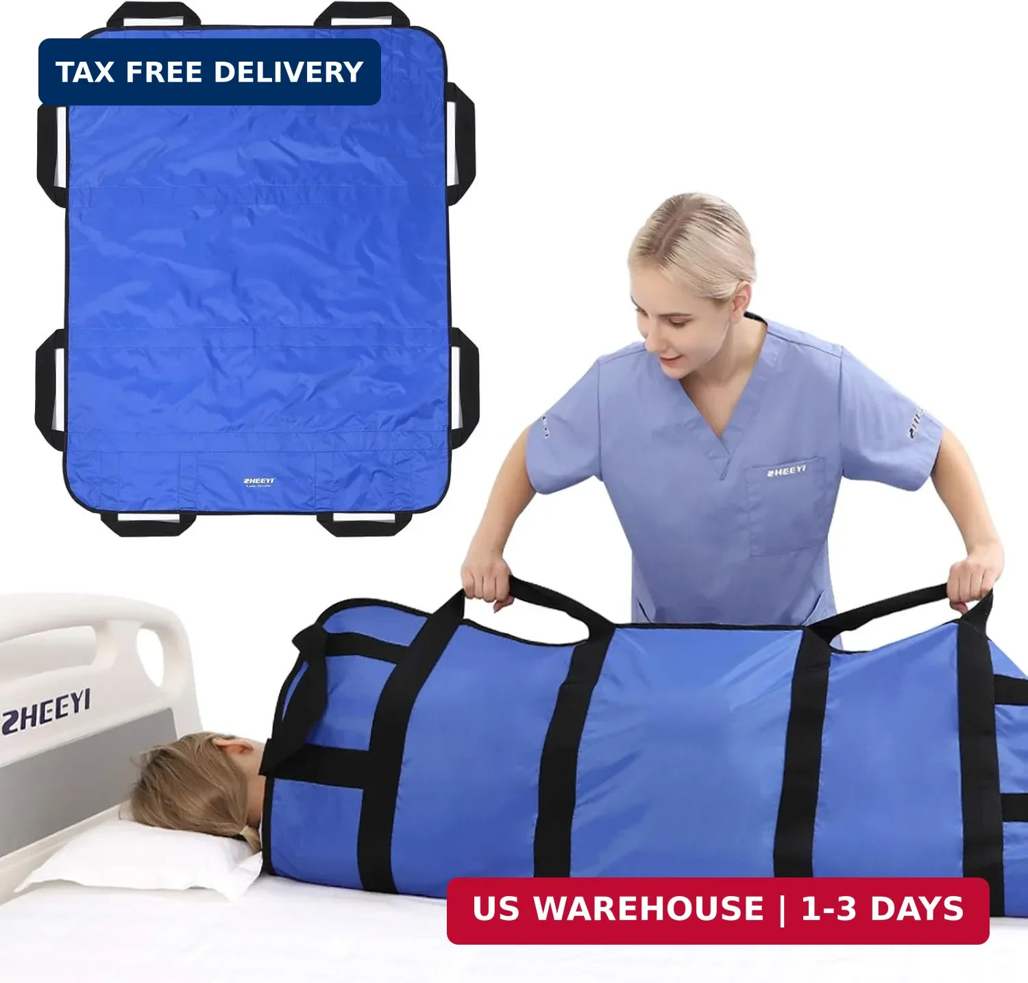 Multipurpose 48" x 40" Positioning Bed Pad with Reinforced Handles - Reusable &