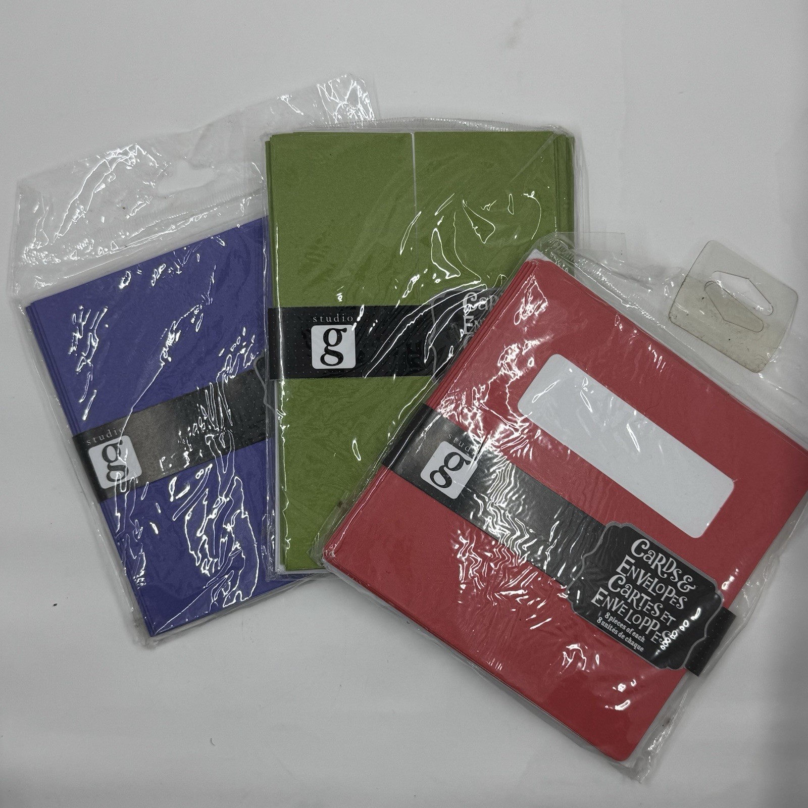 Studio G Set Of 3 New Cardstock Packs Red/Green/Blue 24 Cards & 24 Envelopes