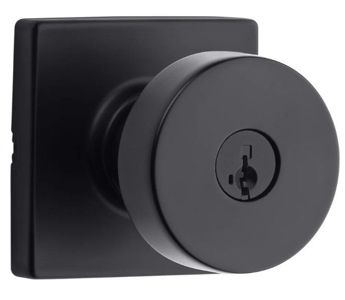 Kwikset 740PSK SQT 26 SMT 6AL Polished Door Knob Set In Flat Balck