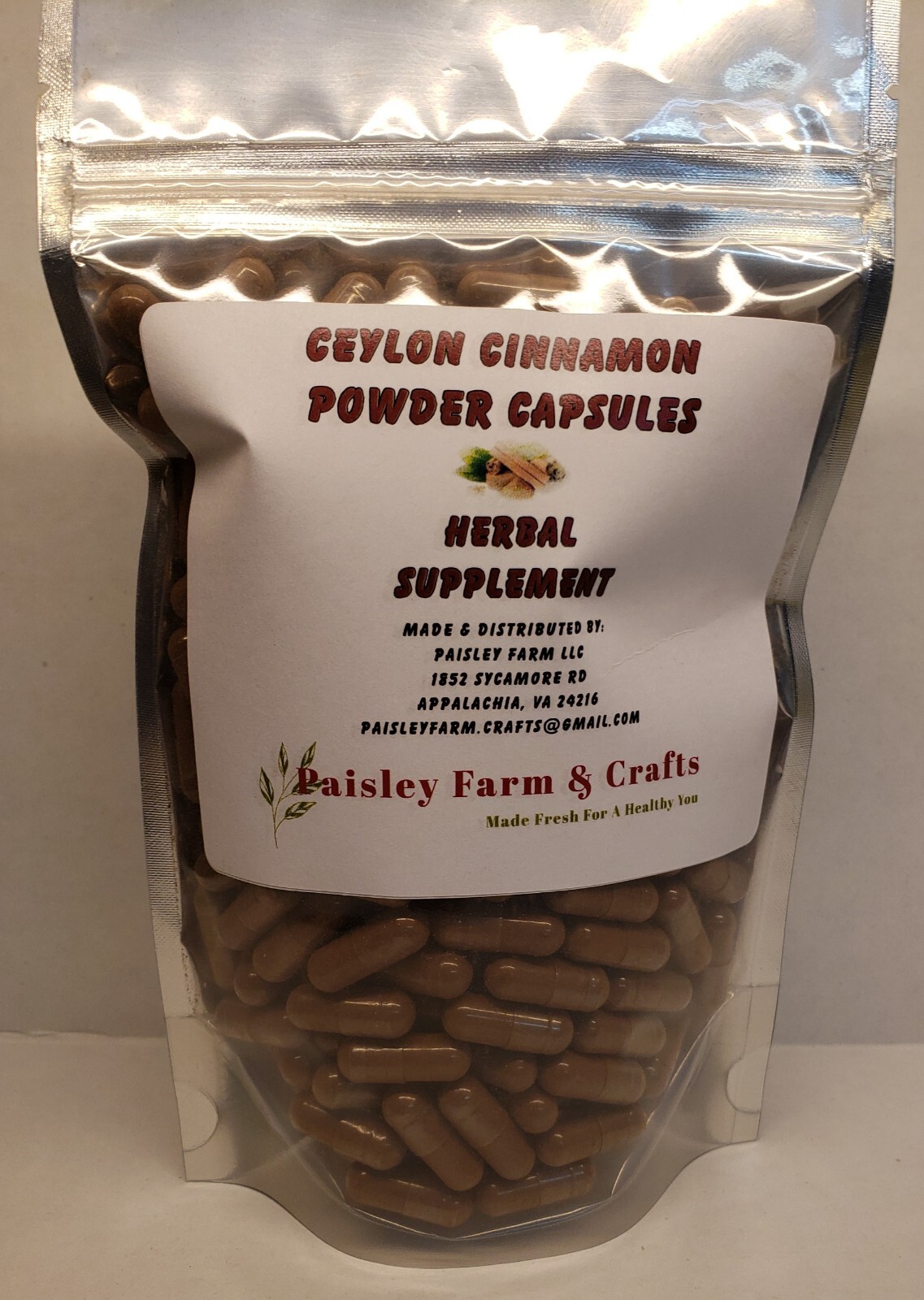 Ceylon Cinnamon Capsules 300 Ct - Made Fresh On Demand!