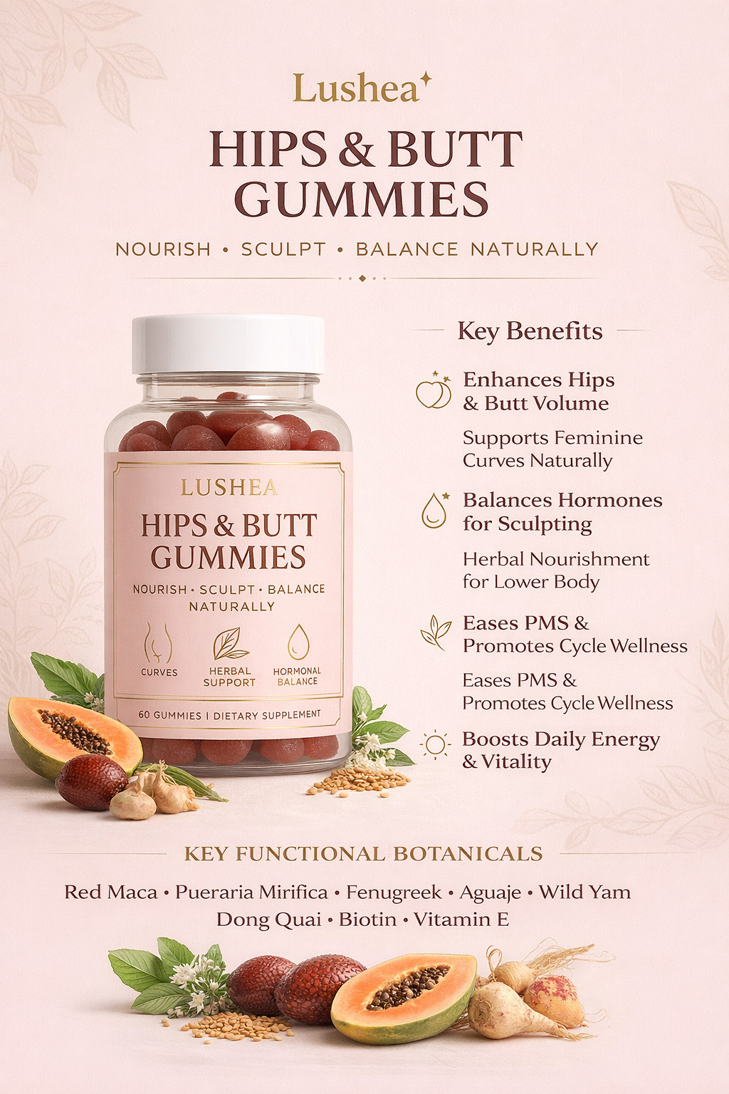 BBL Gummies Hips &Butt Enhancement Peach Flavor