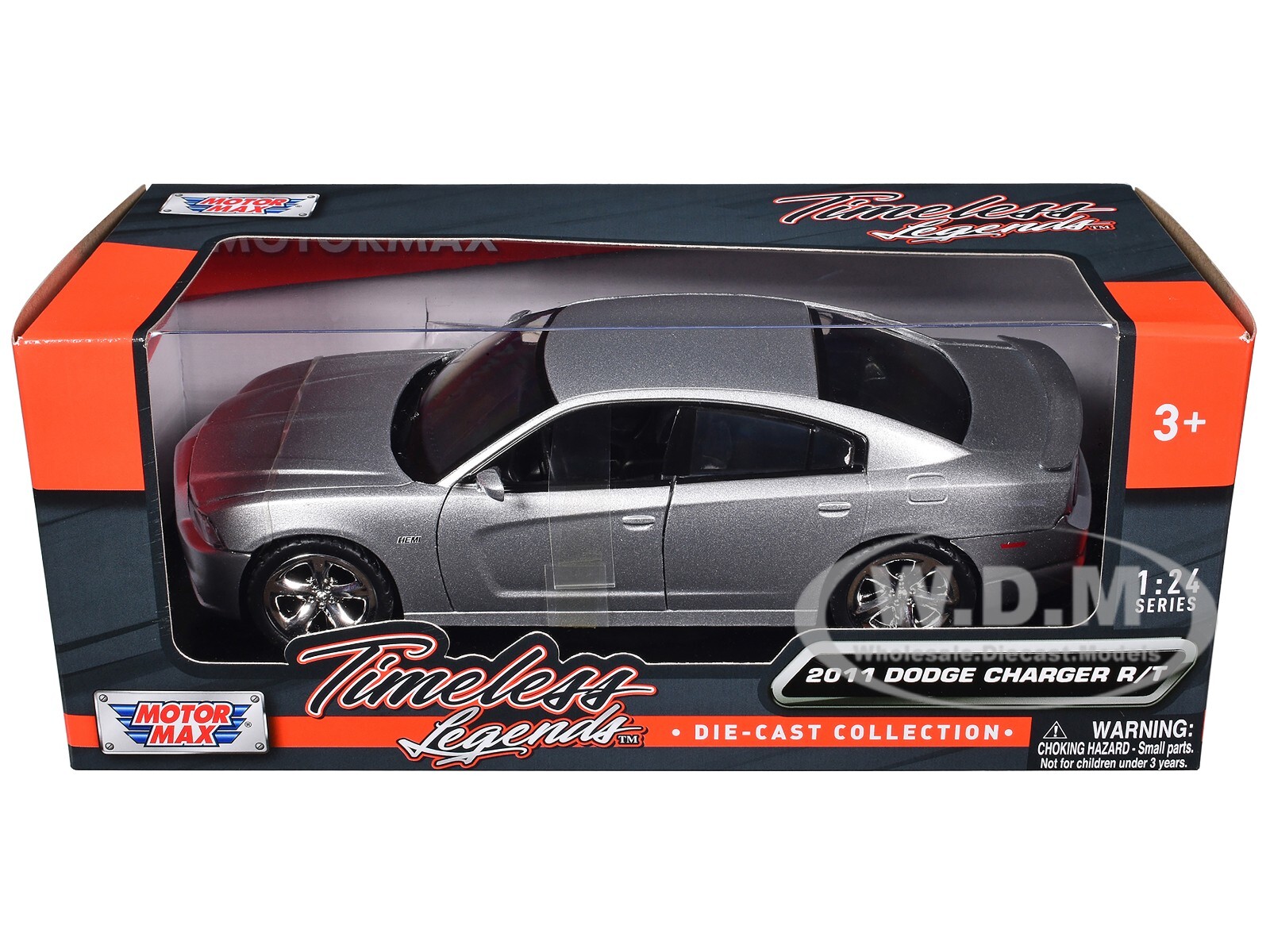 2011 DODGE CHARGER R/T HEMI SILVER 1/24 DIECAST MODEL CAR BY MOTORMAX 73354