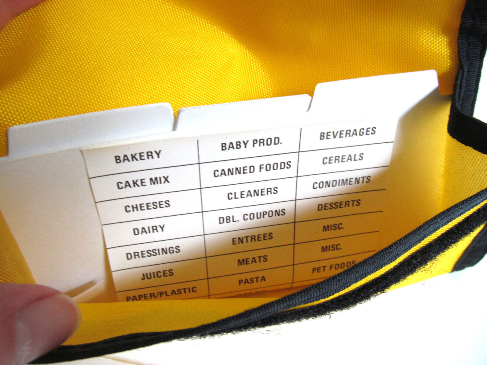 Vtg Coupon Clutch Wallet Dividers Labels Organizer Keeper Nylon Yellow H2