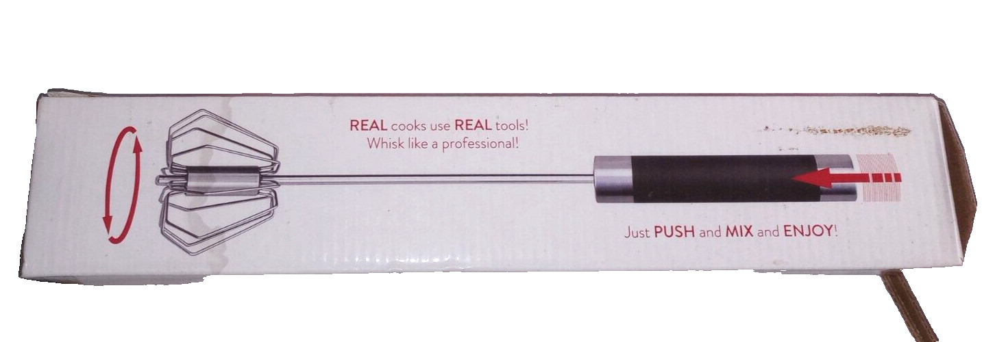 MIRACLE WHISK 14" Push & Mix Kitchen Whisk - Box has some Wear - New in Box