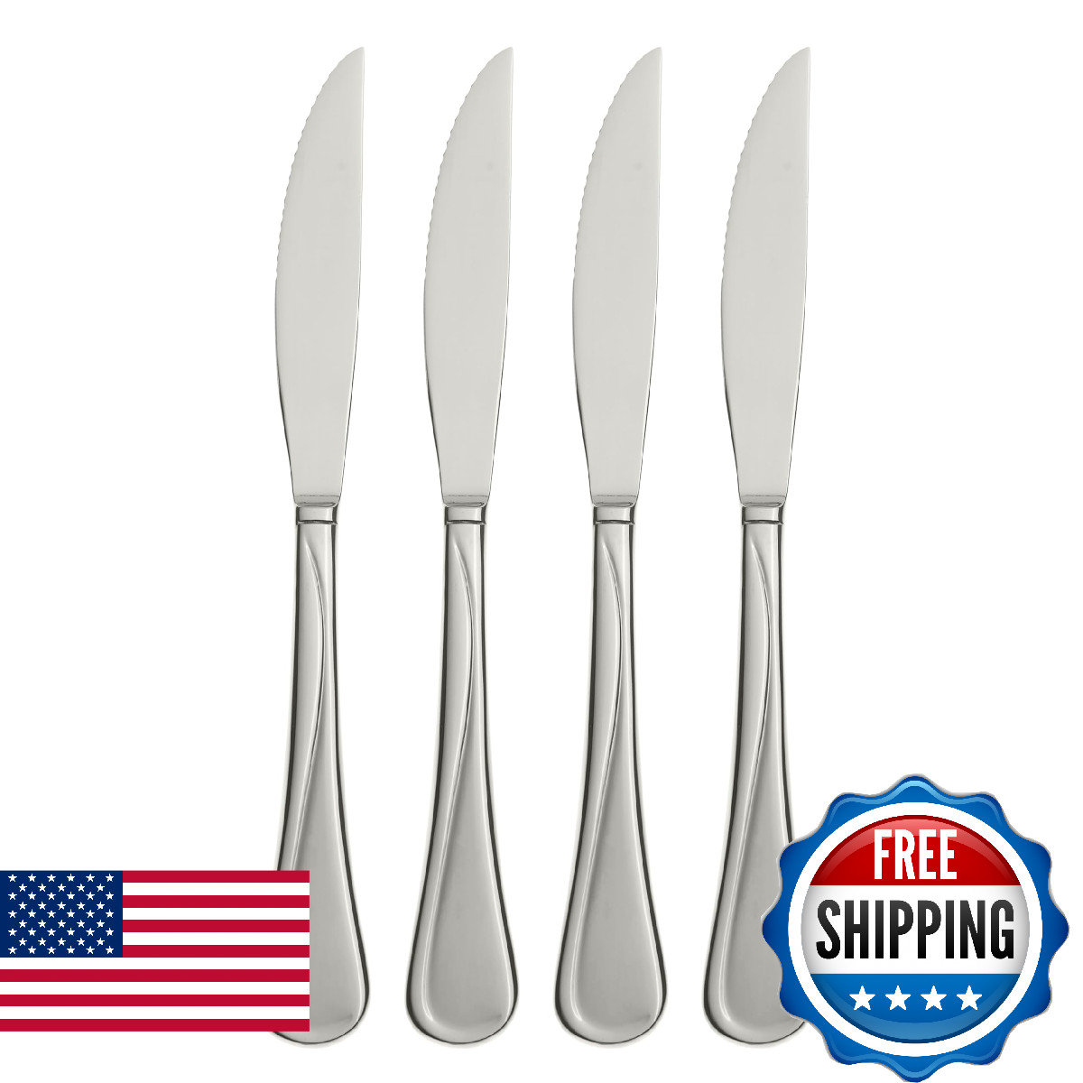 Oneida Flight Steak Knives, Set of 4, Silver