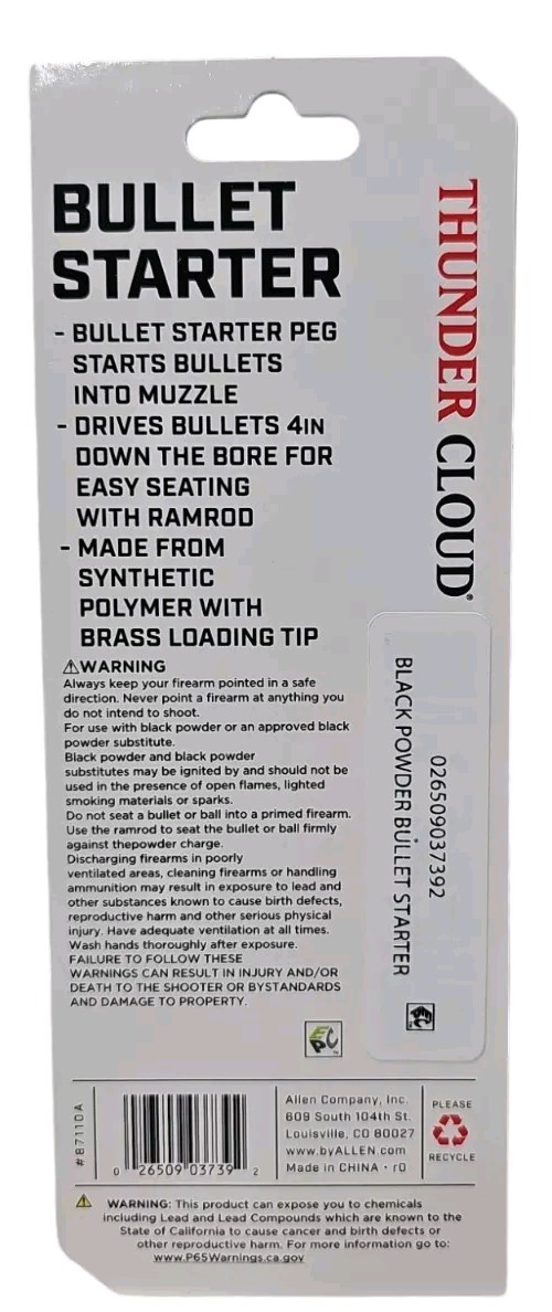 Allen Thunder Cloud Bullet Starter for Muzzleloader Hunting Shooting 87110A