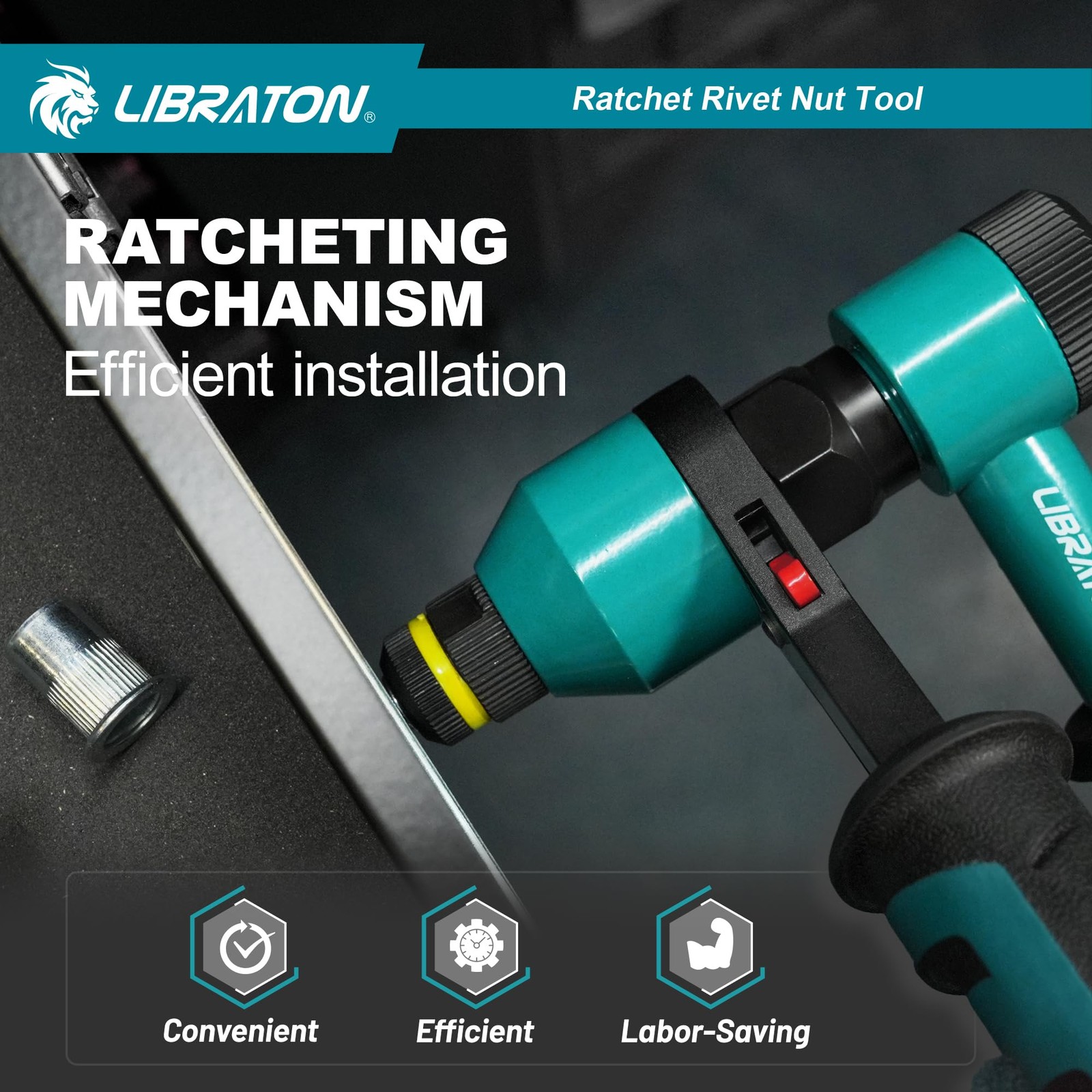 LIBRATON Rivet Nut Tool, Rivnut Tool, Professional Ratchet Nutsert Tool Kit, Nut