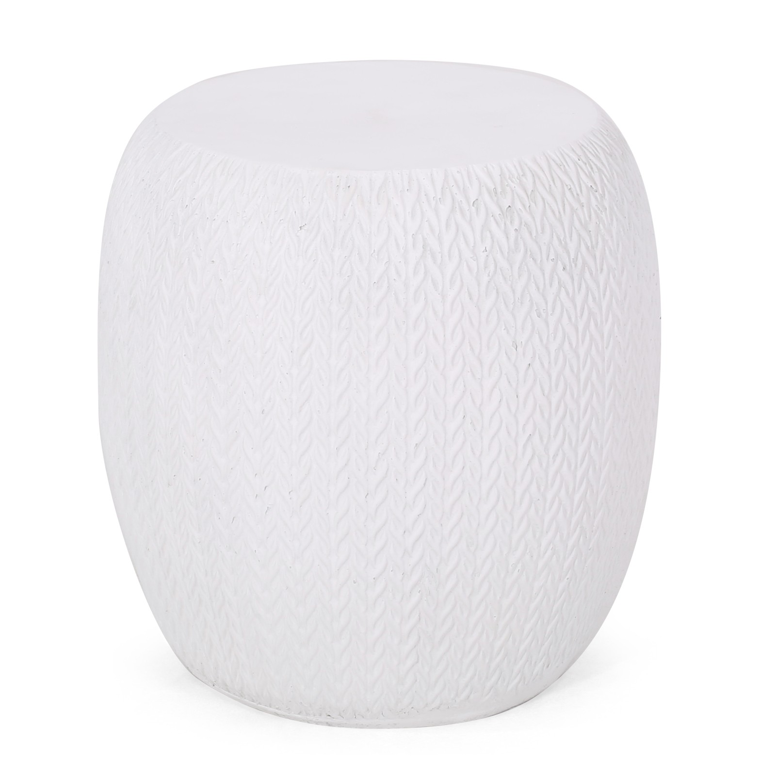 Outdoor Concrete Side Table Antique White 15.75" Square End Table