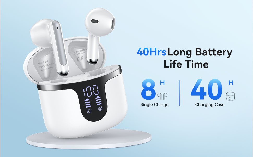 Bluetooth Headset 5.3 TWS Wireless Earphone Earbuds Headphones Stereo Waterproof