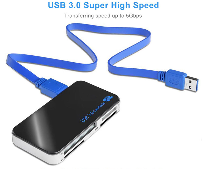 5GBPS USB 3.0 Memory Card Reader Adapter Fit For CF/TF/SD/Micro SD/XD/M2/MS Card