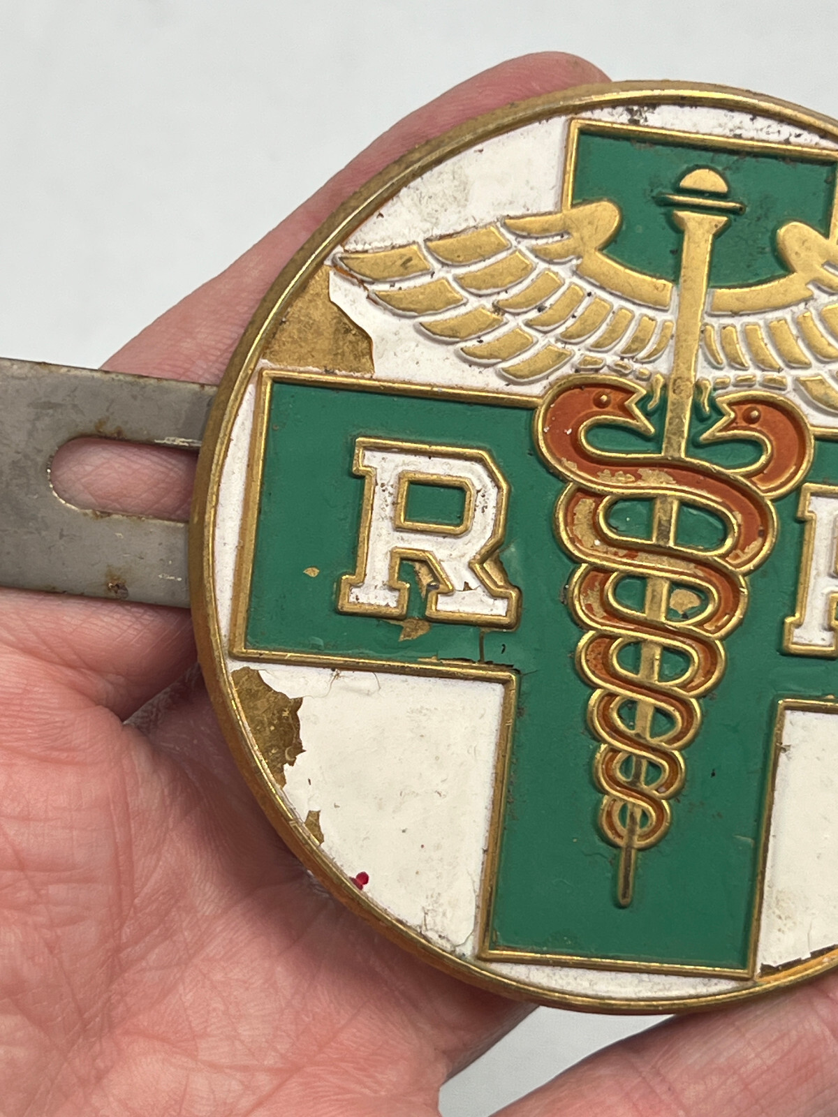 vtg Caduceus Pharmacist License plate topper doctor medical