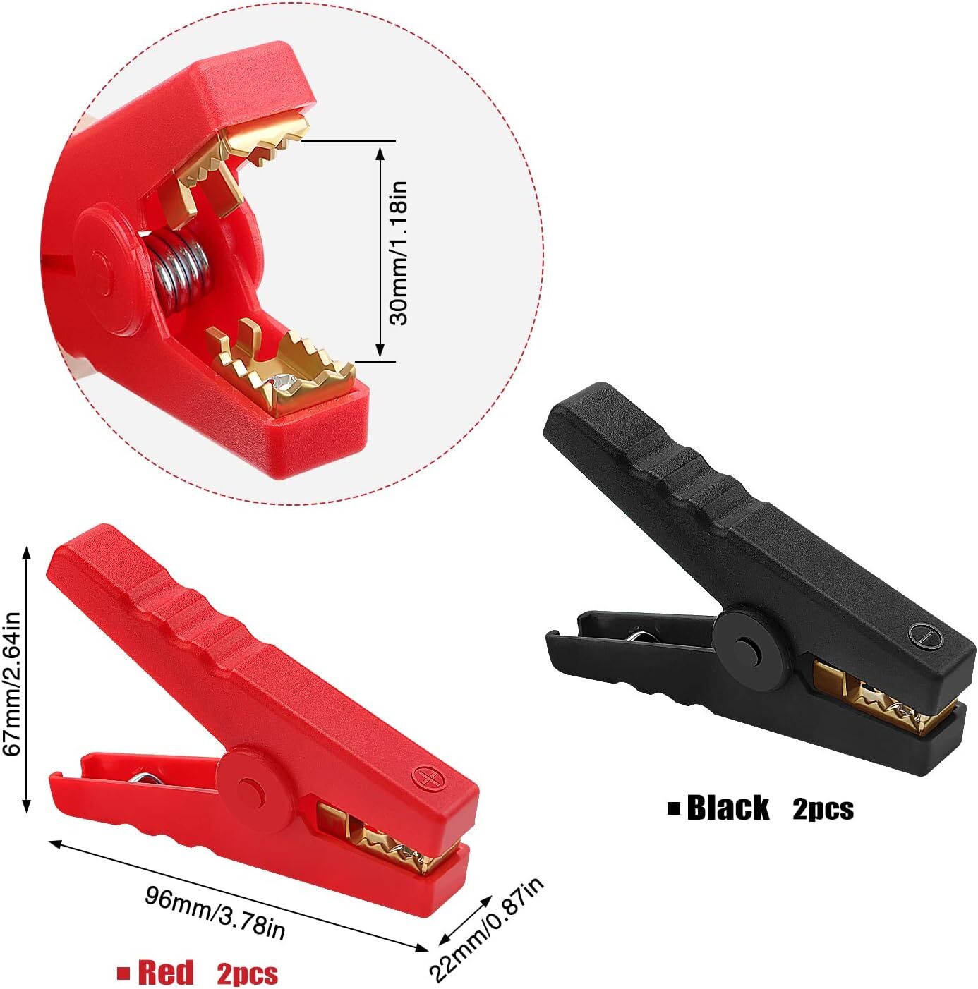1 Pair 100amp Car Battery Booster Alligator Clips Clamps Charger Jumper Clamps