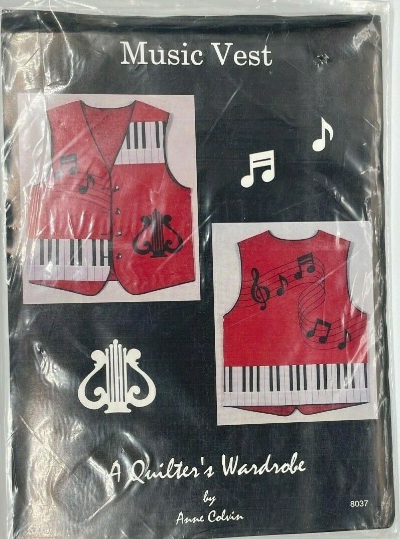Music themed VEST pattern A quilter's wardrobe PIANO KEYS