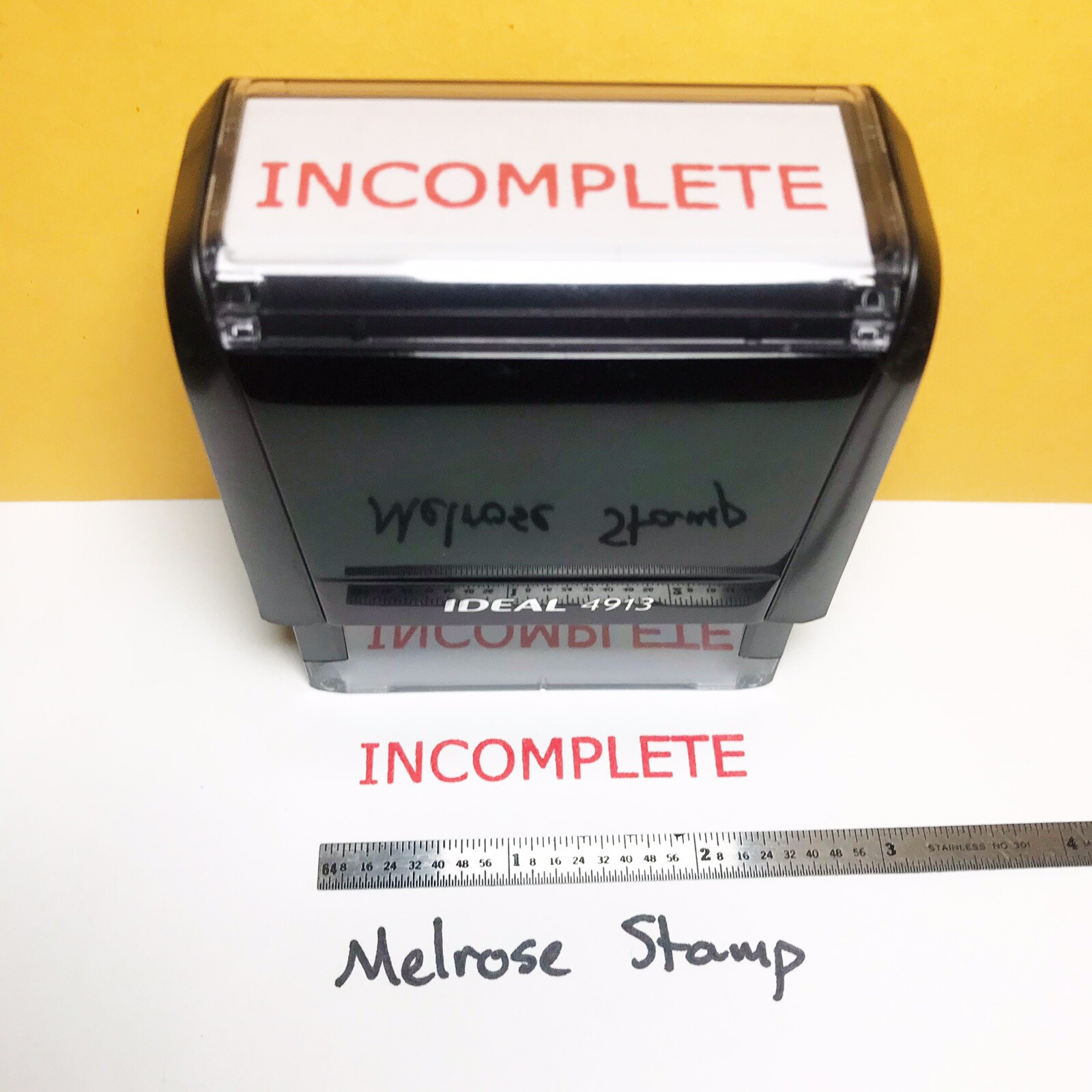 Incomplete Rubber Stamp Red Ink Self Inking Ideal 4913