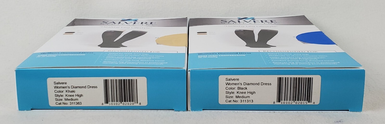 Womens SALVERE Medium Diamond Pattern Dress Compression Socks 2 Pair NIB