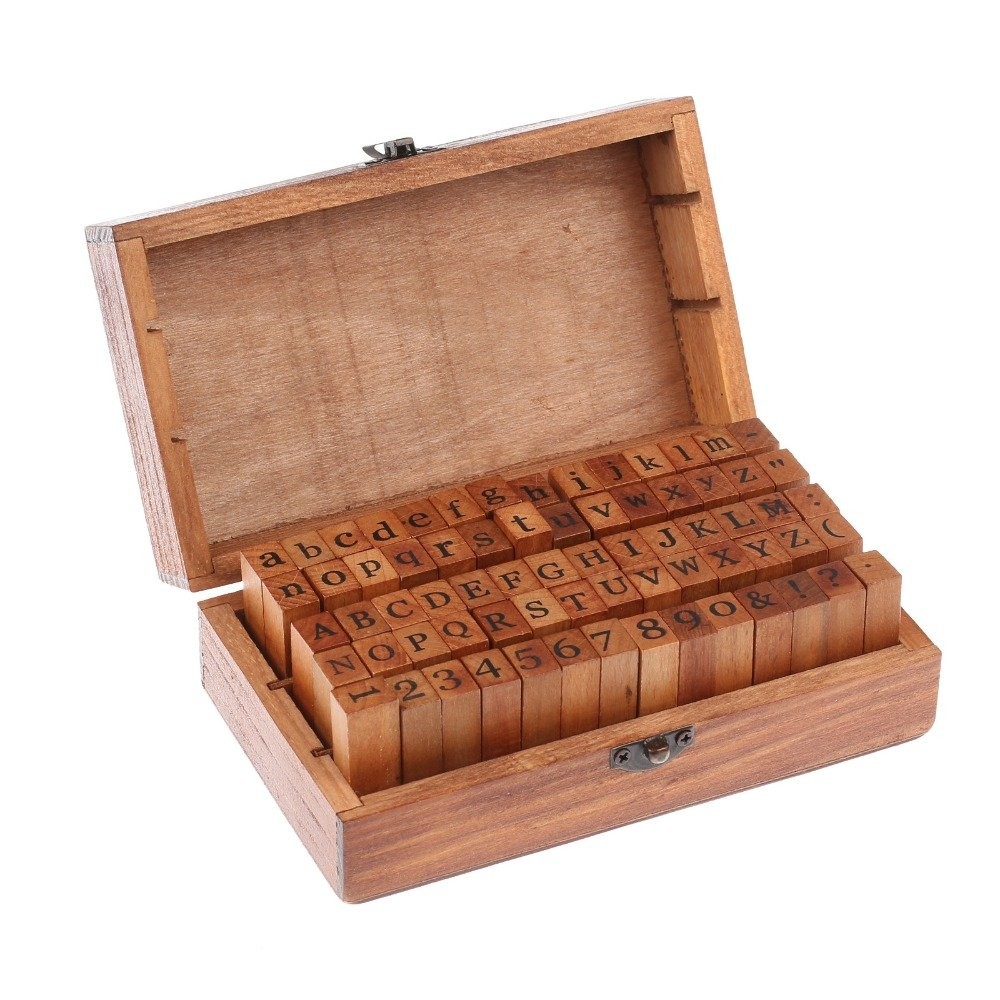 70 Pcs Wooden Rubber Stamps Number and Alphabet Letter 5.6 x 3.3 x 2.0 inches