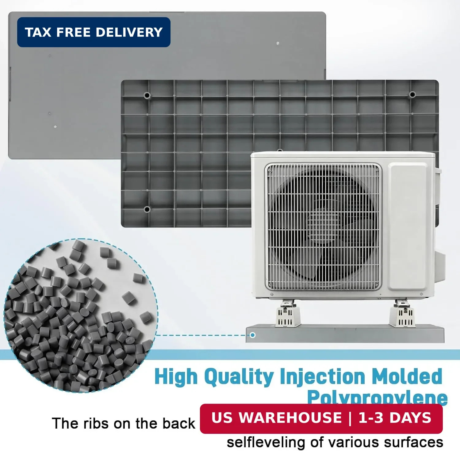 Mini Split Pad with Floor Mounting Base Kit, 38"x18"x3" Mini Split Condenser Pad