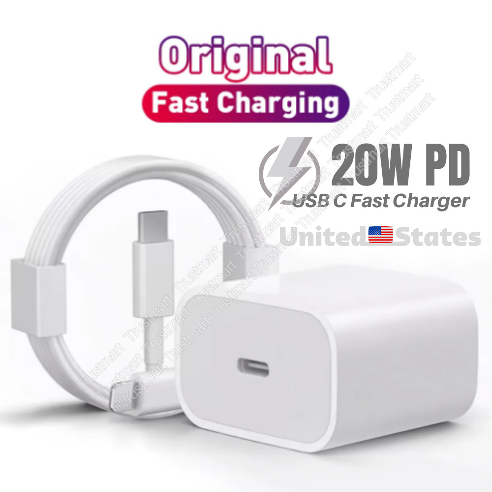 For iPhone 14 13 12 11 XR 8 20W Fast Charger Block USB Type C Wall Power Adapter