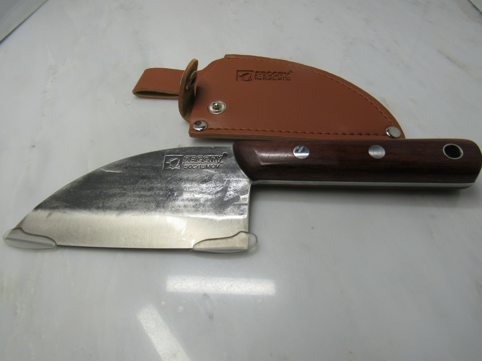 STUNNING HIGH QUALITY SECCRY 9" KNIFE WITH 5" BLADE WITH LEATHER CASE