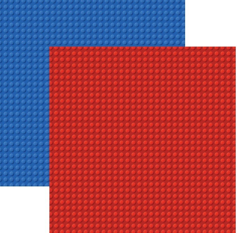 Building Block, Red/Blue Lego-like, scrapbook paper, double-sided