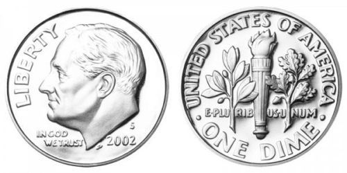 2002 S GEM BU PROOF ROOSEVELT DIME 10 CENT BRILLIANT UNCIRCULATED PF COIN #8711