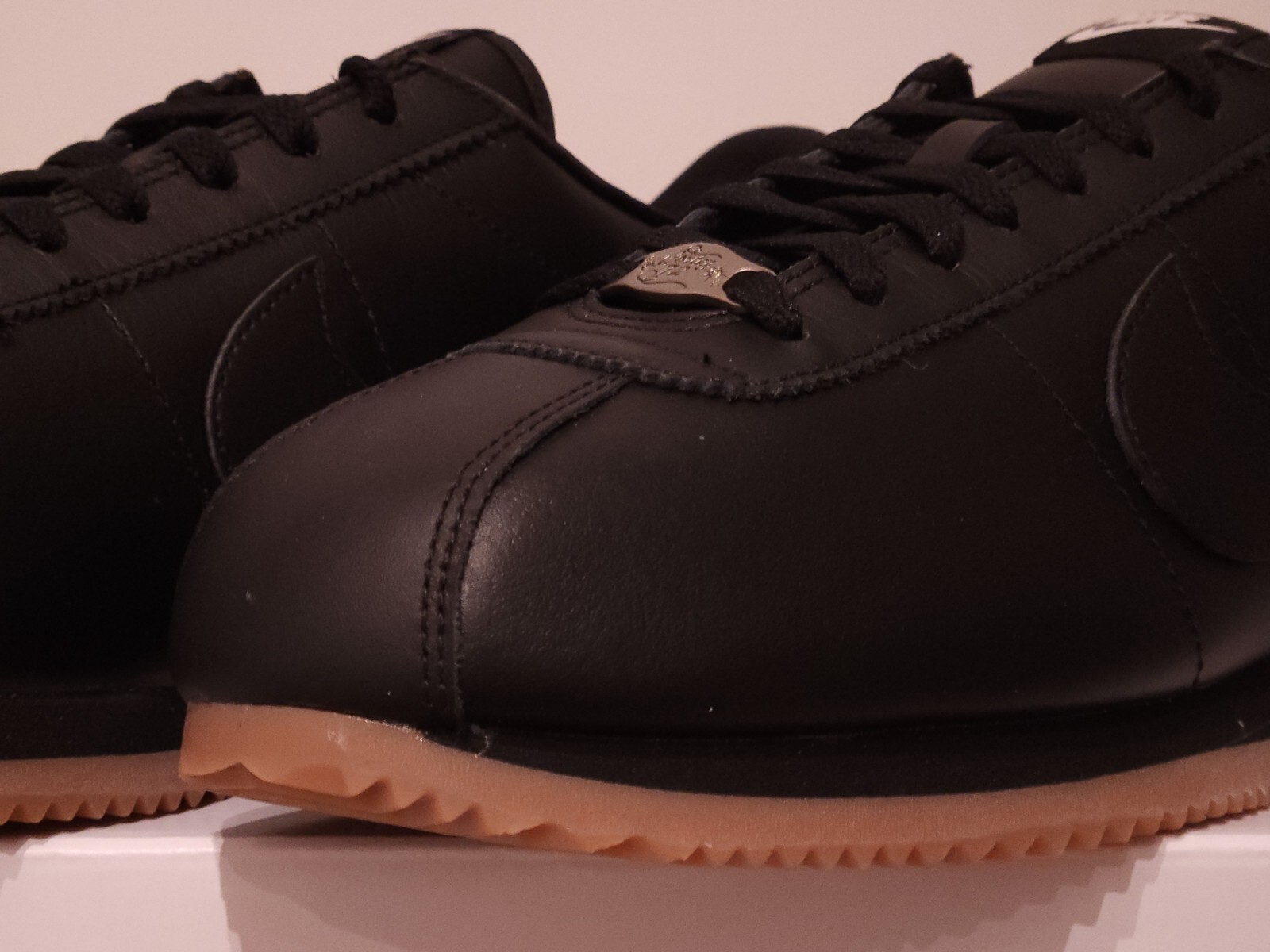 Men's Nike Cortez Prm Leather 2024 Triple Black Gum Rubber All Black All Sizes