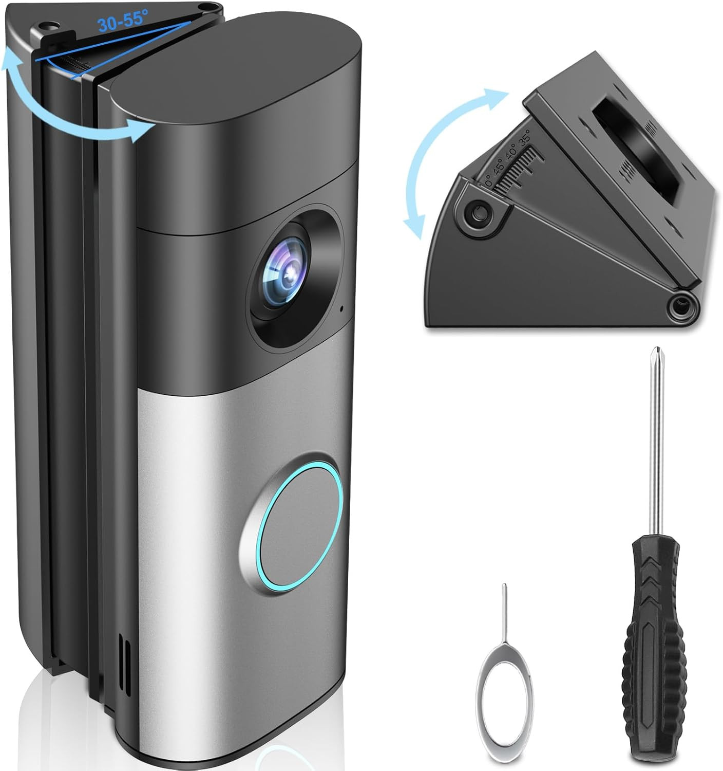 Adjustable 30-55° Doorbell Angle Mount for Ring Newest 2026 Battery Doorbell/Plu