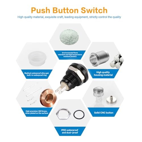 Momentary Push Button Switch 1A 24V 8mm 3/10'' Mini Car Momentary Button