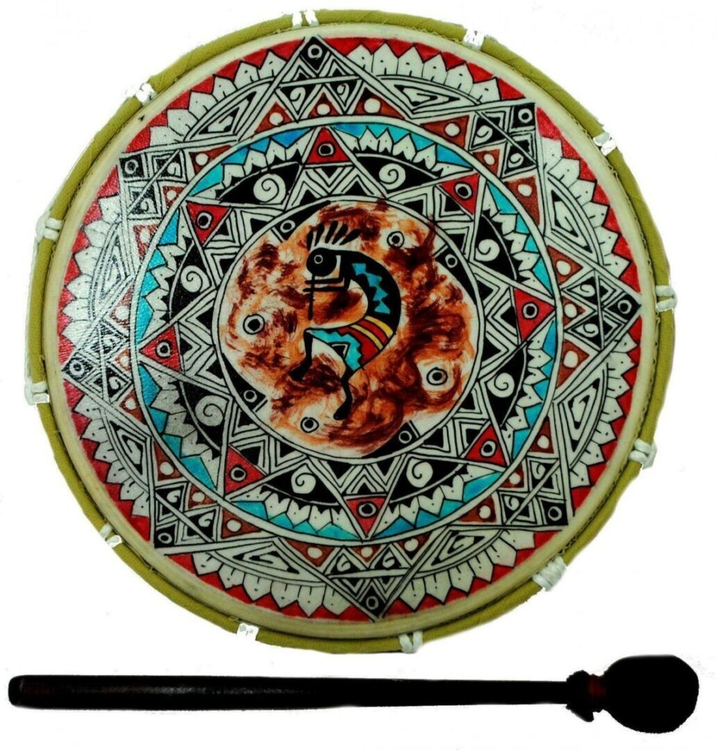 Handmade Native American Style Hand Tambour Tambourine Drum & Stick Fair Trade