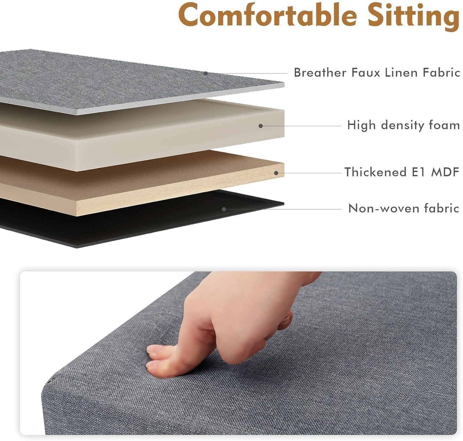 Compact Multi-Purpose Grey Ottoman Cube - Linen Footrest for Living Spaces 11.8"