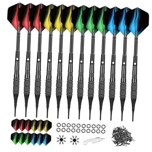 Soft Tip Darts Set (12 Pack) - 18g with Aluminum Shafts for Electronic Use